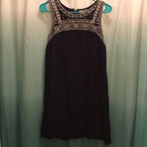 Navy Blue Dress with Embroidery.